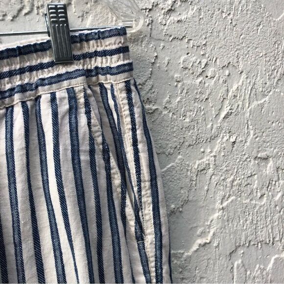 TAHARI 100% Linen Stripe Pullon Pants Size Large Lagenlook Pockets Minimalist - Picture 6 of 12